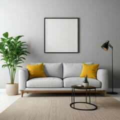 Fototapeta premium Modern Interior Background Empty Frame Mockup