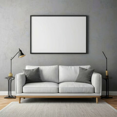 Modern Interior Background Empty Frame Mockup