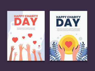 Charity Donation Poster Template Flat Background Vector Illustration