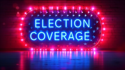 Neon sign that reads “ELECTION COVERAGE” - politics - republicans- democrats - polarization - media coverage - commentary 