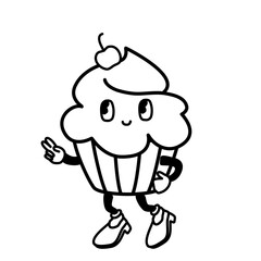 illustration of a handrawn cupcake character
