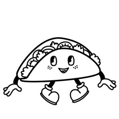 handrawn tacoos cartoon character