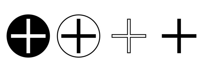 Fototapeta premium Plus Icon set. Add plus icon