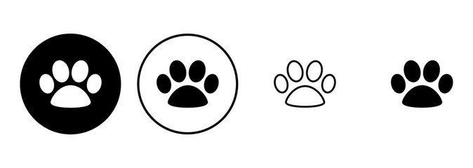 Paw icon set. paw print icon vector. dog or cat paw