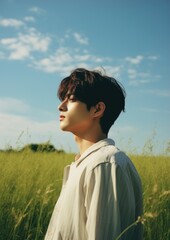 Obraz premium Korean men portrait outdoors photography.