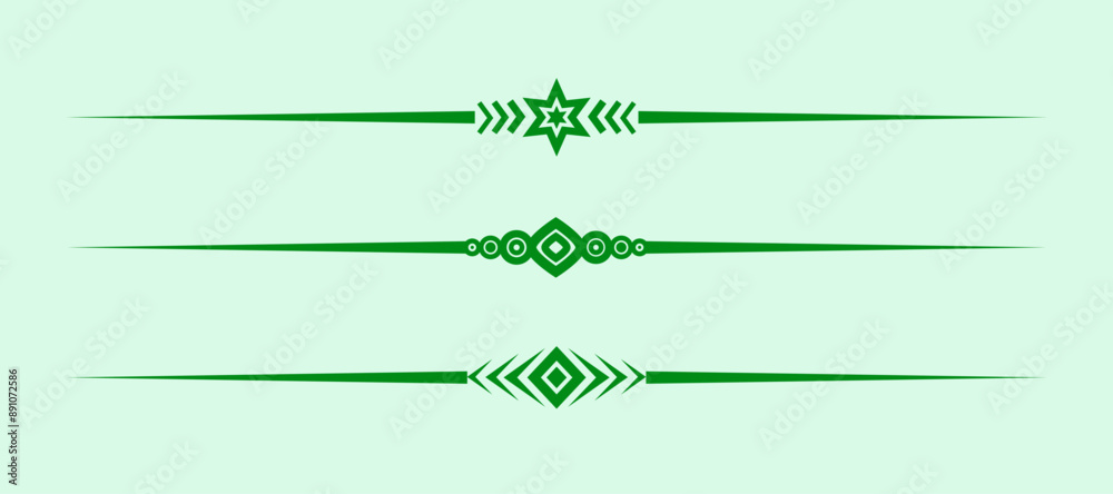 Fototapete divider line horizontal green vector for border of text paragraph. separator art horizontal shape to