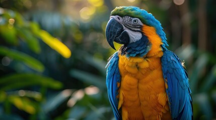 Vibrant Parrot Perched on Branch in Tropical Setting