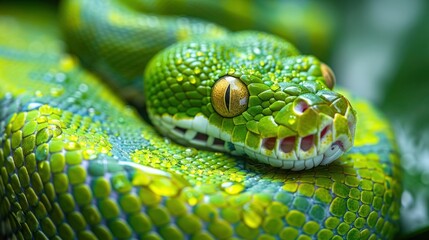 Fototapeta premium Vibrant Multicolored Python Skin Texture Close-Up for Backgrounds