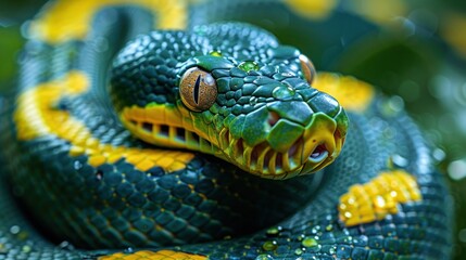 Fototapeta premium Vibrant Multicolored Python Skin Texture Close-Up for Backgrounds