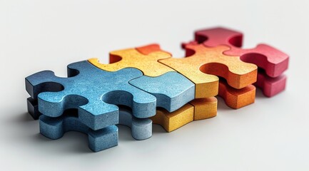 Paper cutout of a puzzle piece, teamwork theme, isolated on white background 