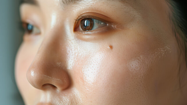 South Korean Woman Applying Zinc PCA Serum for Acne Treatment Balancing Sebum Production