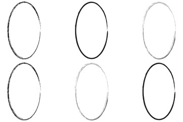 set of grunge circle brush vector illustration.