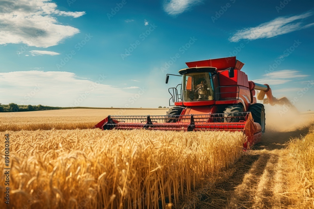 Wall mural harvest field agriculture harvester.