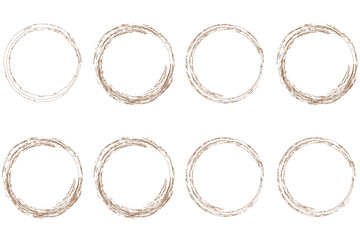 set of grunge circle brush vector illustration.