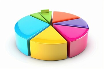 Fototapeta premium A pie chart clipart, data visualization, modern illustration, multi-color, isolated on white background
