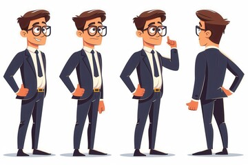 Obraz premium A financial advisor clipart, consultant character, flat design, professional attire, isolated on white background