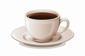 Obraz premium A coffee cup clipart, work break, vector illustration, white and brown, isolated on white background