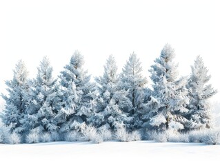 Naklejka premium A highly detailed image of a tree line covered in snow