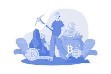 Cryptocurrency Mining Illustration concept on a white backgroundCryptocurrency Mining Illustration concept on a white background