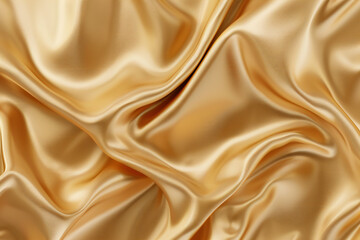 Fototapeta premium Luxurious Golden Silk Fabric with Smooth and Elegant Satin Texture