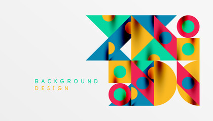 Colorful triangles circles square geometric design. Abstract background for wallpaper, banner, backdrop, card, book Illustration, landing page