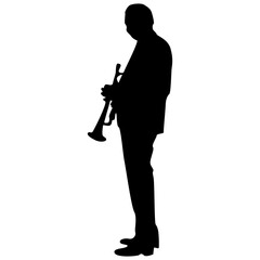 Jazz Musician Silhouette with Flat Design. Isolated Vector Illustration