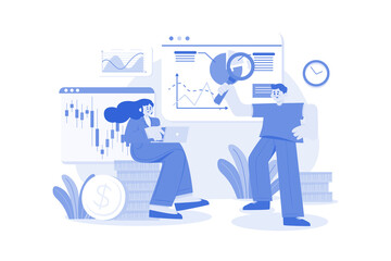 Stock Market Analysis Illustration concept on a white background