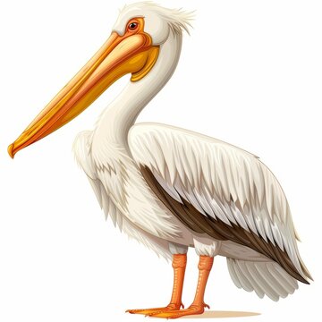 recommend clip art: Illustration of a white pelican with orange beak.