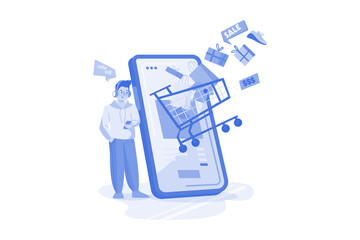 Add To Cart Illustration concept on a white background