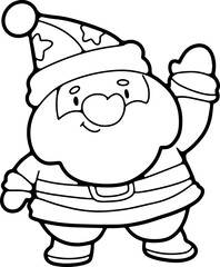 Christmas cartoon image, Santa, fun, hand drawn, coloring, illustration