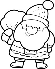Obraz premium Christmas cartoon image, Santa, fun, hand drawn, coloring, illustration
