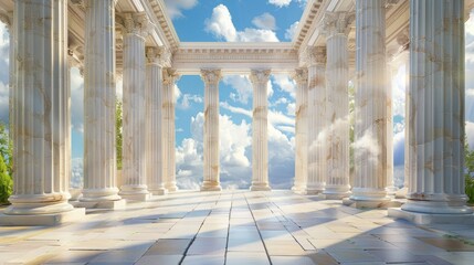 Classic Roman Temple with White Columns