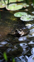 A kappa swimming in the park pond
