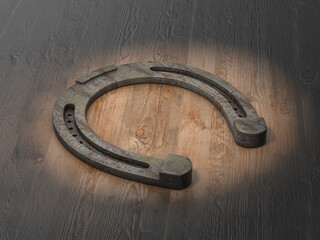 Horseshoe on wooden background