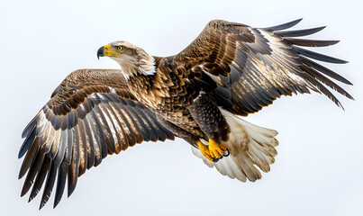 Fototapeta premium A majestic eagle soaring through the clear blue sky.