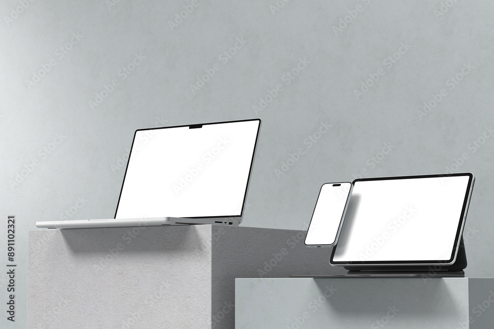 Wall mural multi device responsive mockup blank