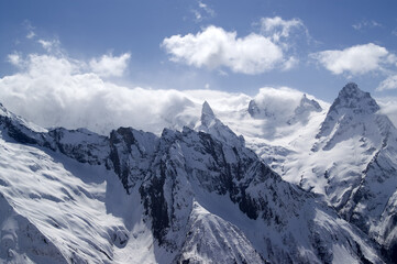 Caucasus Mountains in cloud