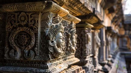 Fototapeta premium A close-up of intricate carvings on the walls of an ancient tomb