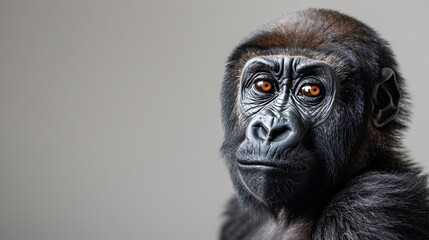 Obraz premium The melanistic gorilla separated on a blank backdrop.