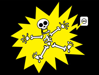 People stunning with high voltage electrical current. Best for sticker, decoration, logo, and mascot for warning and safety work with electric current