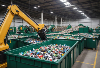  A robot sorting recyclables at a waste management facility. 