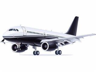 High-quality image of a modern passenger airplane isolated on a white background, showcasing sleek design and advanced aviation technology.