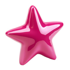 A playful glossy pink star isolated.