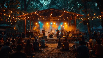 Summer Sounds: Dynamic Labor Day Outdoor Concert Captured with Nikon D780 - Lively Band Performance & Energetic Crowd in Vibrant Park Setting