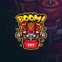 Boom mascot logo design vector with modern illustration concept style for badge, emblem and t shirt printing. Angry bomb illustration.