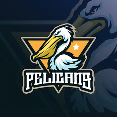 Pelican mascot logo design vector with modern illustration concept style for badge, emblem and t shirt printing. Pelican illustration for sport and esport team.