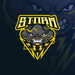 Storm mascot logo design vector with modern illustration concept style for badge, emblem and t shirt printing. Angry storm illustration for sport and esport team.