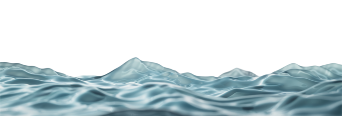 Smooth blue water waves with gentle ripples on transparent background clipart