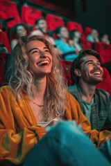 Fototapeta premium Couple Laughing at Movie