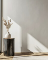 Luxury property interiors with minimal ornaments and furniture, neutral warm colors and copy space. Elegant apartment interiors composition.